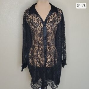 Victoria's Secret Vintage Gold Label Black Lace Sheer Overlay
